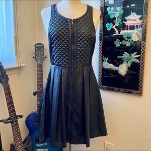 NWT (imperfect) Sexy Black Leatherette Pleated Minidress from Sugarlips. Size M.